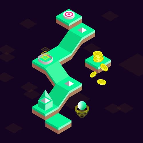 Isometric financial mobile game icons