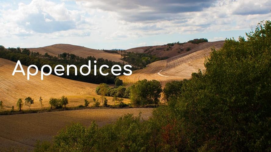 A tuscan landscape with the word 'appendices' over it.